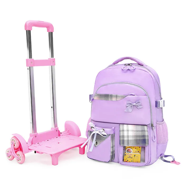 Детский школьный рюкзак на колесиках, ранец для начальной школы, съемная тележка Mochila Feminina, школьные сумки для девочек, детский рюкзак