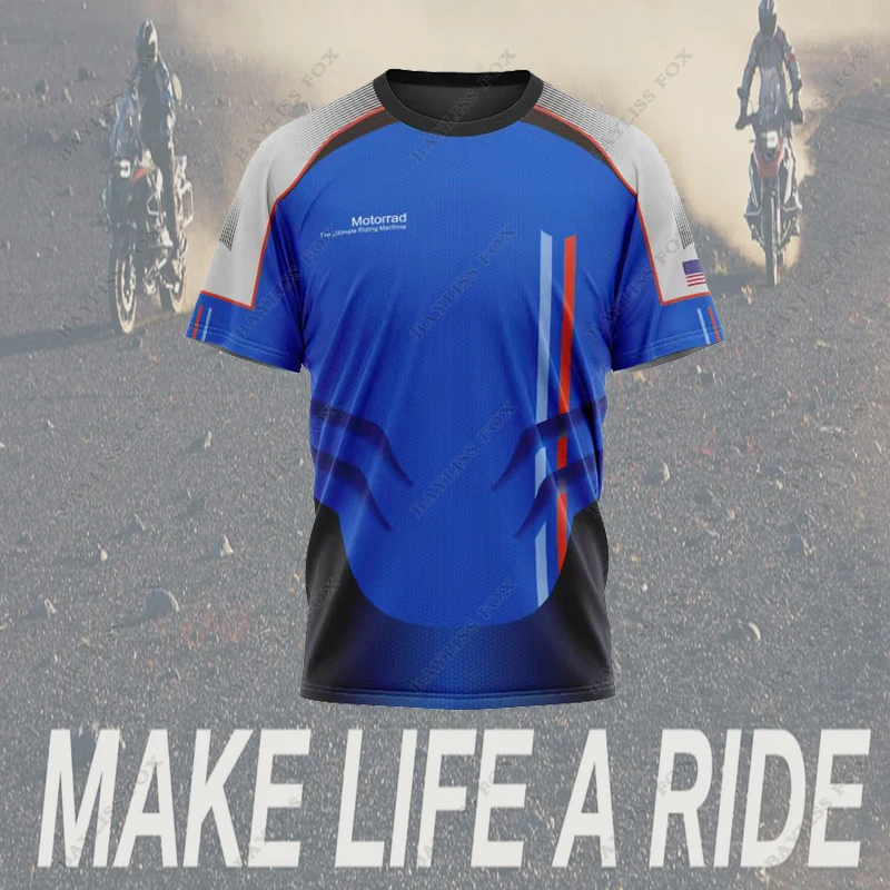 Для BMW Motorrad Racing Team, Спортивная футболка для путешествий на мотоциклах, синие летние мужские быстросохнущие дышащие Не выцветающие трикотажные изделия