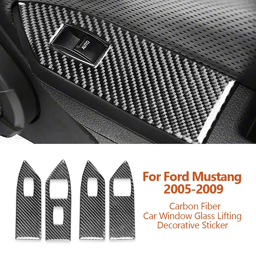 Для Ford Mustang 2005-2009 Подъемная Панель Автомобильного Оконного Стекла Из Углеродного Волокна, Декоративные Наклейки, Аксессуары Для Модификации интерьера Авто