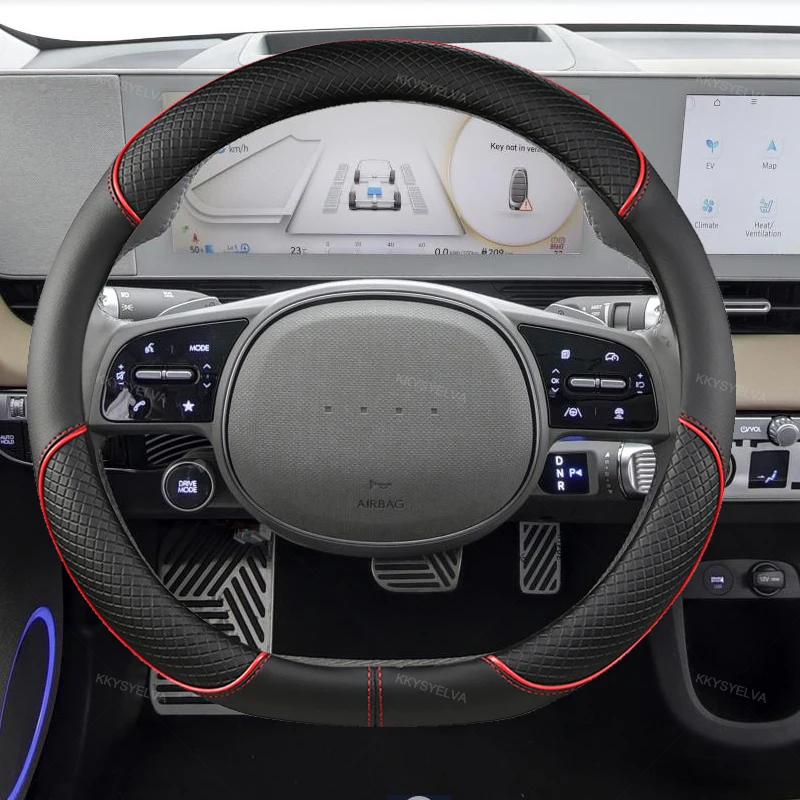 Для Hyundai ioniq 5 2016 2017 2018 2019 2020 2021 2022 Крышка рулевого колеса автомобиля D-образной формы из искусственной кожи, Автоаксессуары для интерьера