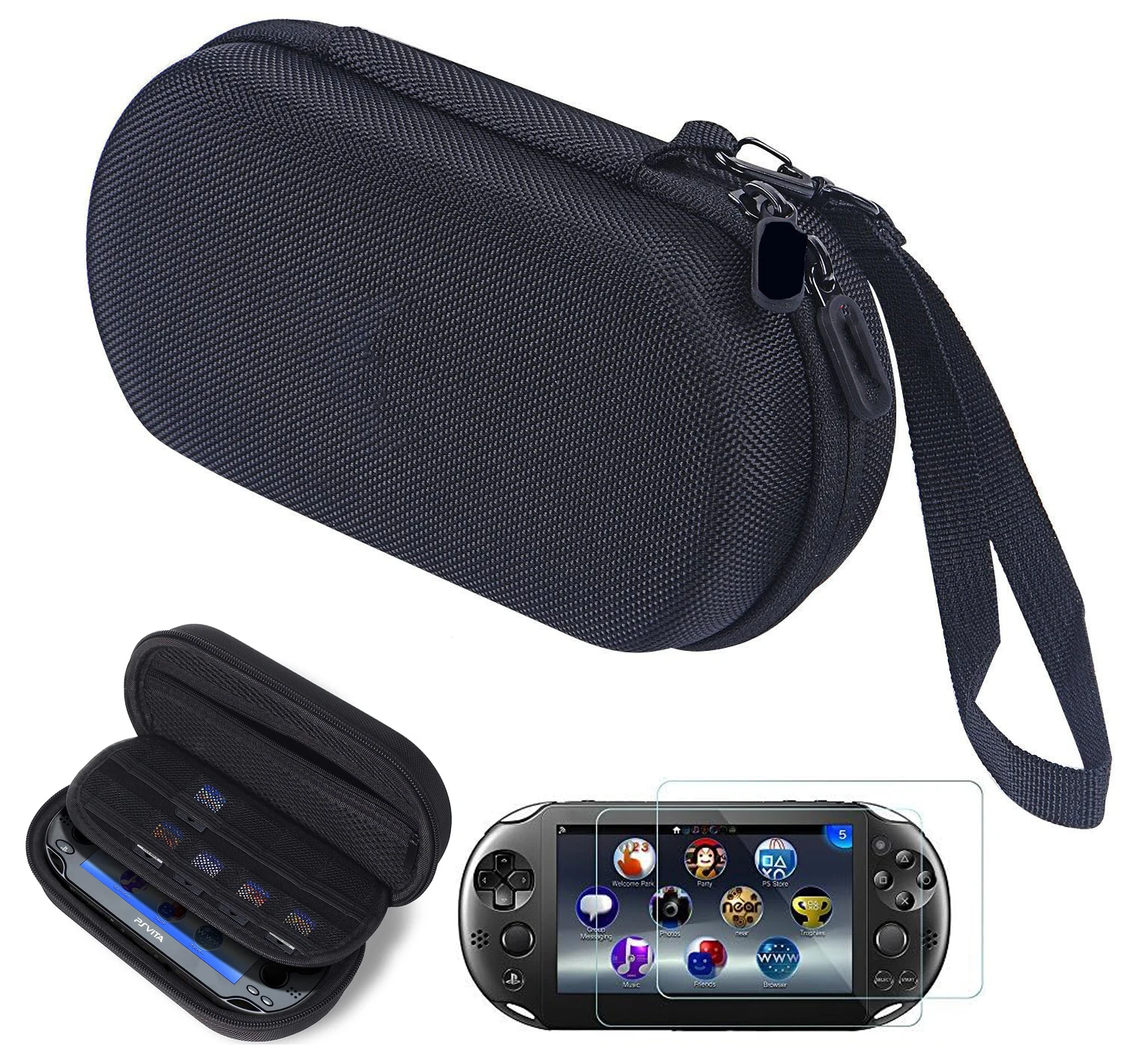 Для PS Vita 1000, PSV 2000, сумка для хранения, портативный дорожный органайзер, чехол с защитной пленкой из закаленного стекла HD