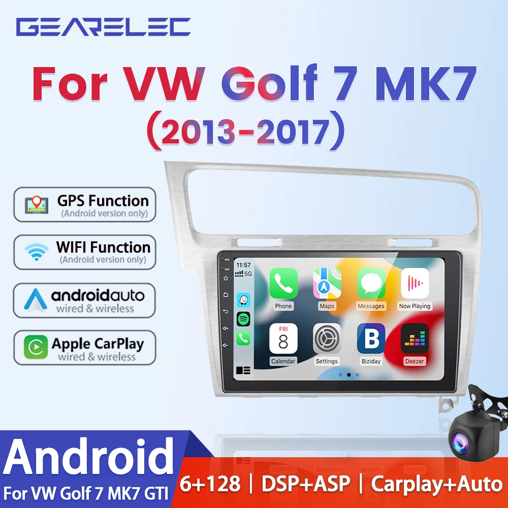 Для Volkswagen VW Golf 7 MK7 GTI 2014-2017 Автомобильный Радиоприемник Carplay HD Multimedia Android 12 Auto Qualcomm GPS Стерео Видеоплеер 2din