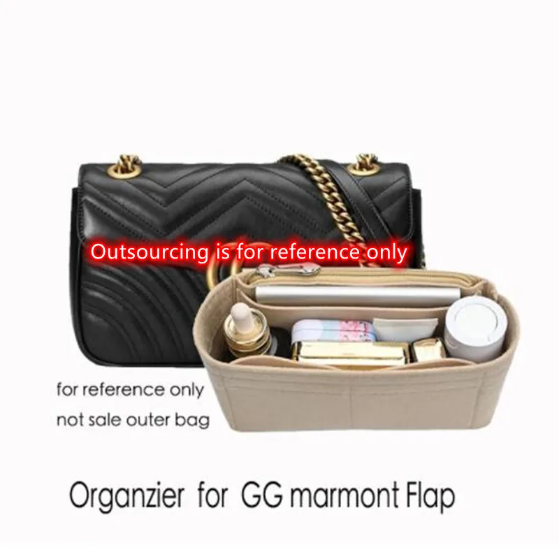 Для сумки GG marmont с клапаном, органайзер для сумок из фетровой ткани, органайзер для сумок для макияжа, внутренний кошелек для путешествий, портативные косметички