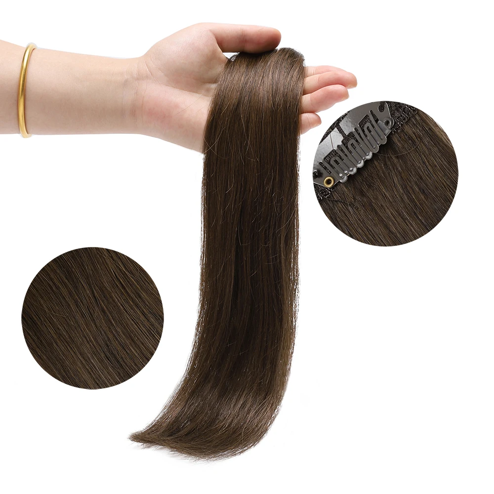 женская заколка для наращивания волос 25 г, 5шт # 4 цветная бесшовная заколка для наращивания волос, человеческие волосы