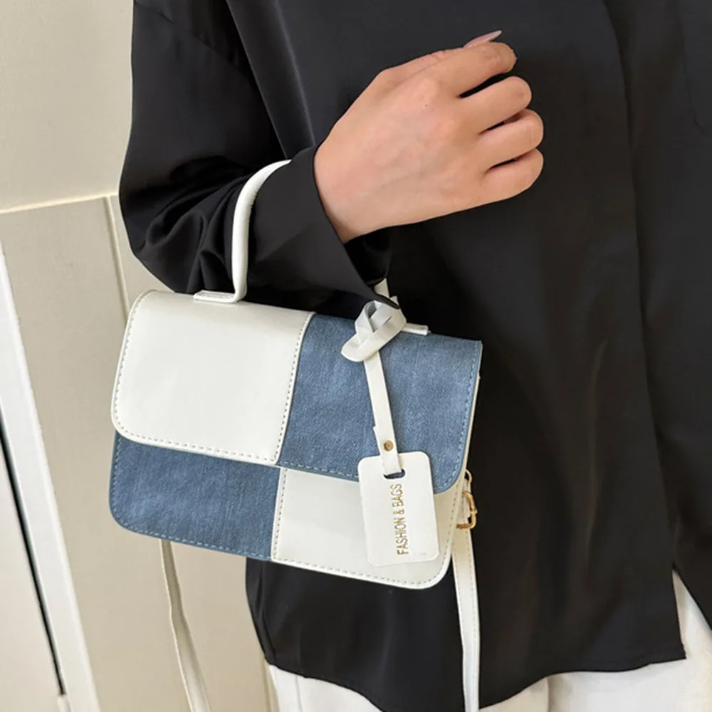 Женская модная универсальная сумка контрастного цвета, многоцелевая сумка на молнии для свиданий, портативная моющаяся сумка через плечо