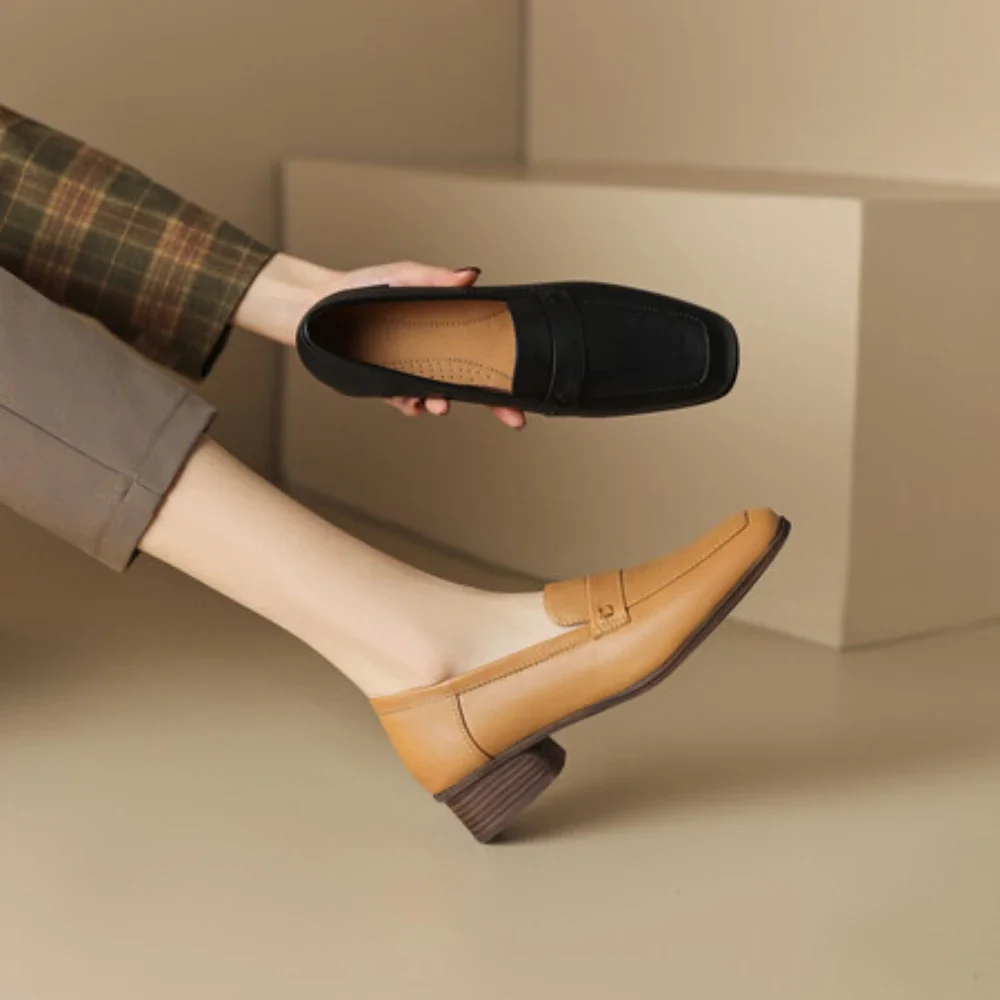Женская обувь из натуральной кожи, весенне-осенние новые маленькие кожаные туфли, женские туфли Lefu, повседневные тонкие туфли на плоской подошве