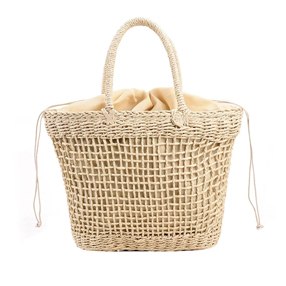 Женская плетеная из соломы сумка через плечо, модная дорожная сумка, женская повседневная сумка для покупок с верхней ручкой