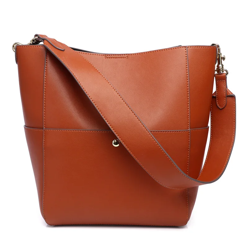 Женская сумка-тоут из натуральной кожи, европейская и американская ретро-модная сумка-мешок, большая сумка через плечо на одно плечо