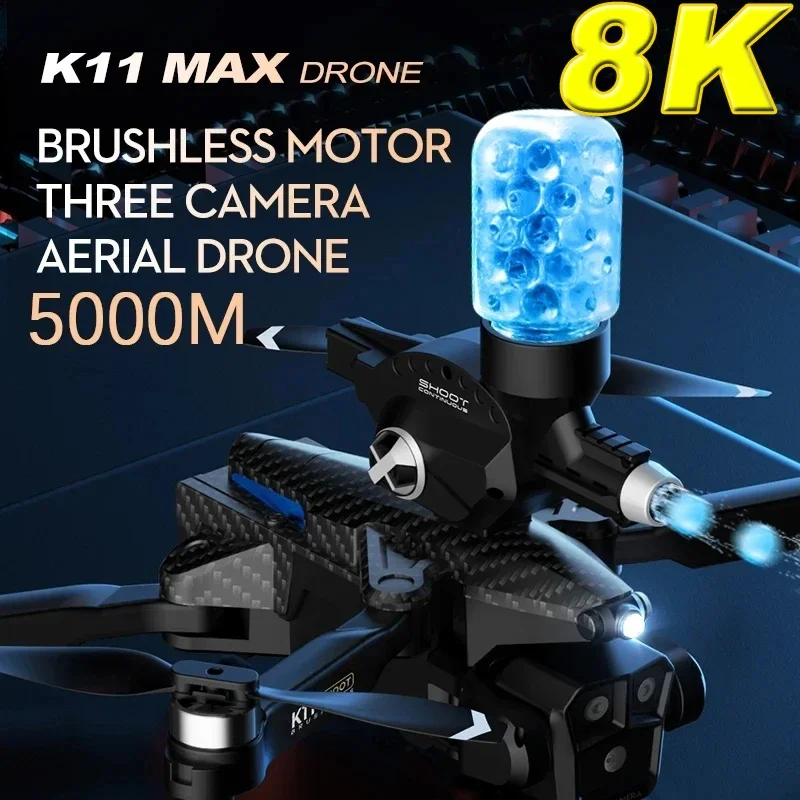 Запуск дрона K11 MAX с водяными бомбами, Бесщеточная Электрическая Регулировка, Трехкамерный Дрон-Квадрокоптер, Игрушка для взрослых и детей