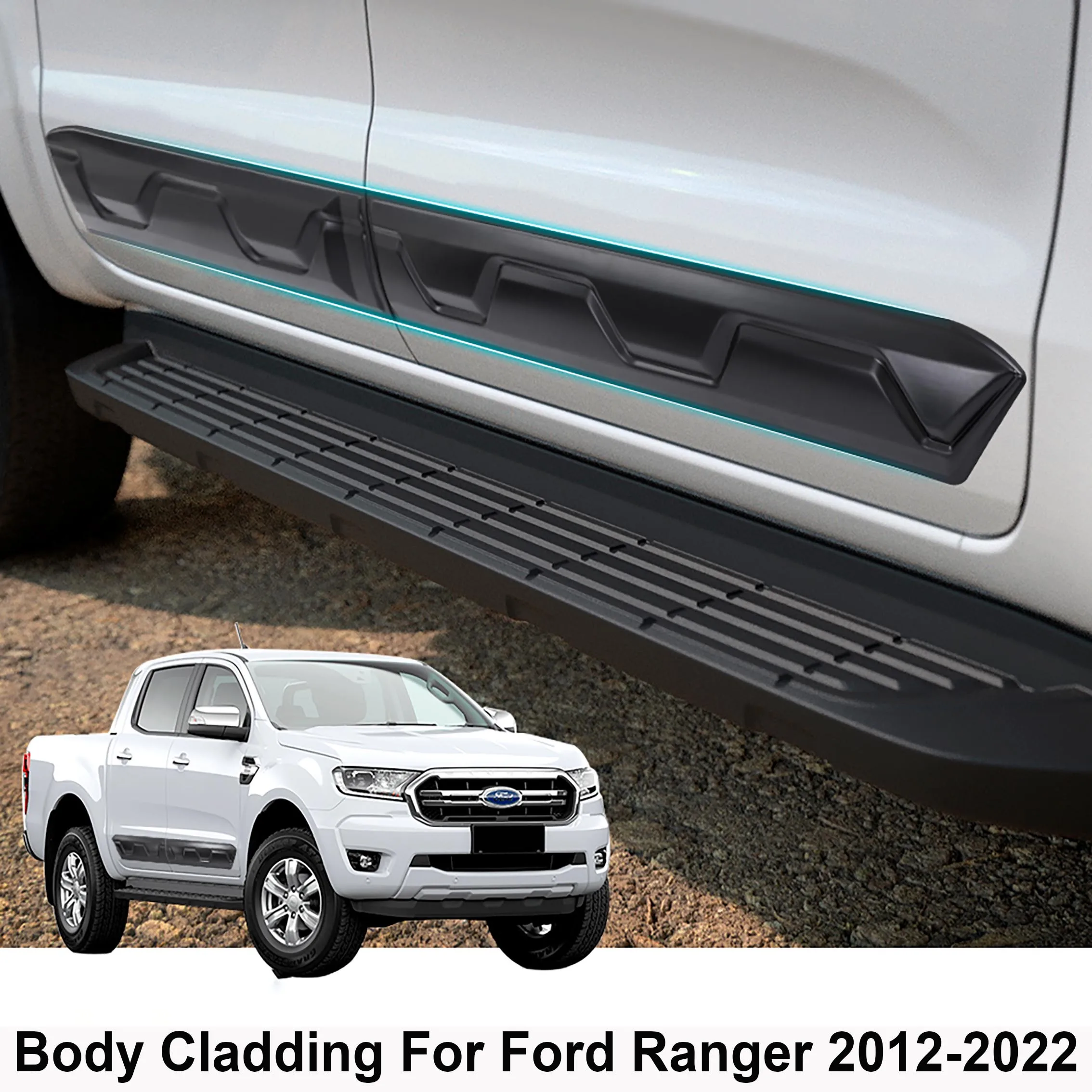 Защита Обшивки Боковой Двери Матово-Черные Молдинги Крышка Боковой Двери Для Ford Ranger 2012-2022 WILDTRAK XLT XLS XL Автомобильные Аксессуары