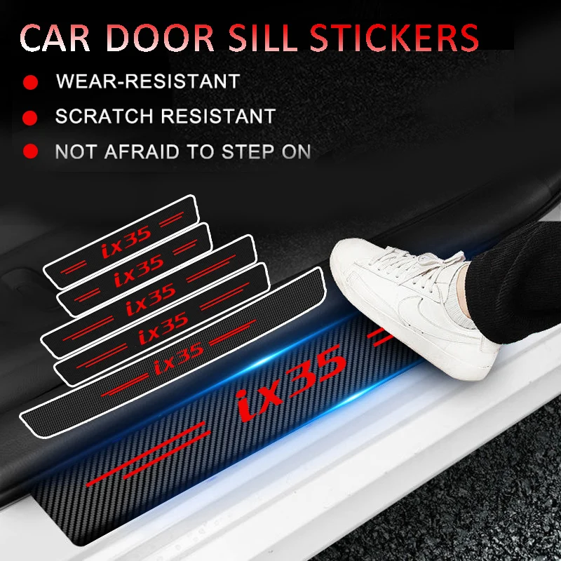 Защитные Наклейки на Порог Двери Автомобиля Anti kick для Hyundai ix35 Логотип Из Углеродного Волокна Наклейки На Задний Багажник И Бампер Аксессуары