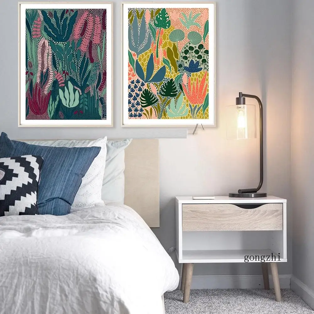 Зеленый ботанический плакат в стиле бохо, принты садовых растений, Картина на холсте с цветами тропического леса, настенные рисунки, декор для гостиной