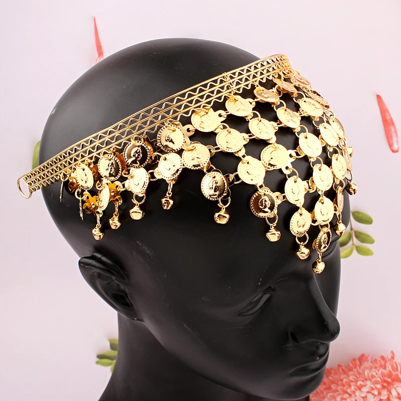 Золотые свадебные украшения для волос, висячий колокольчик, Аксессуары для волос для женщин, этнические арабские свадебные короны, аппликация Capelli Sposa