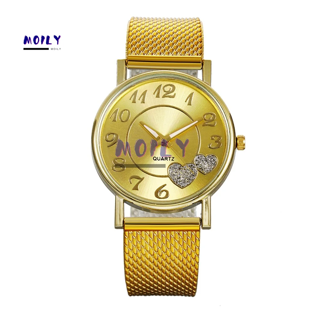 Золотые Часы Для Женщин Мужские Часы С Серебряным Циферблатом В виде Сердца Силиконовый Сетчатый Ремень Наручные Часы Reloj Mujer Montre Femme Женские Часы 2023