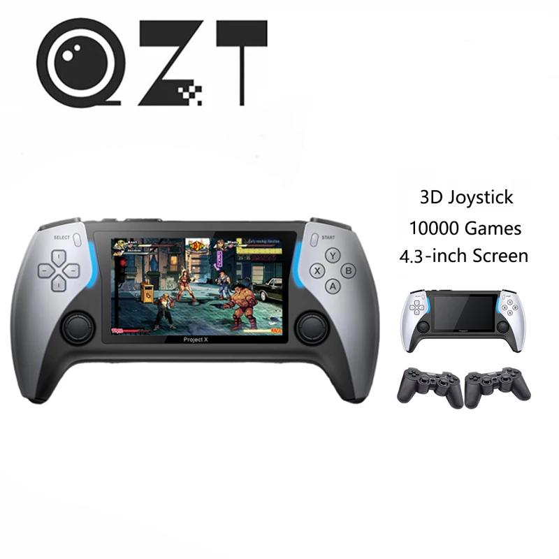Игровая консоль QZT PROJECT X с 4,3-дюймовым Экраном, Портативная Ретро-Игровая Консоль, Встроенные 10000 + Игр, Двойной Контроллер, Игровая Консоль PS5