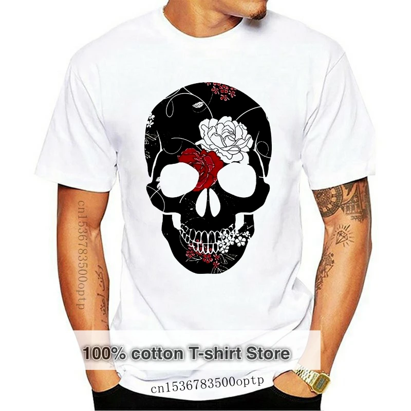 Известный бренд, Летняя Новая Мужская Хлопковая Модная футболка с принтом, Мужская Футболка Rock Of The Skull, Винтажная футболка FlowersMake My Own
