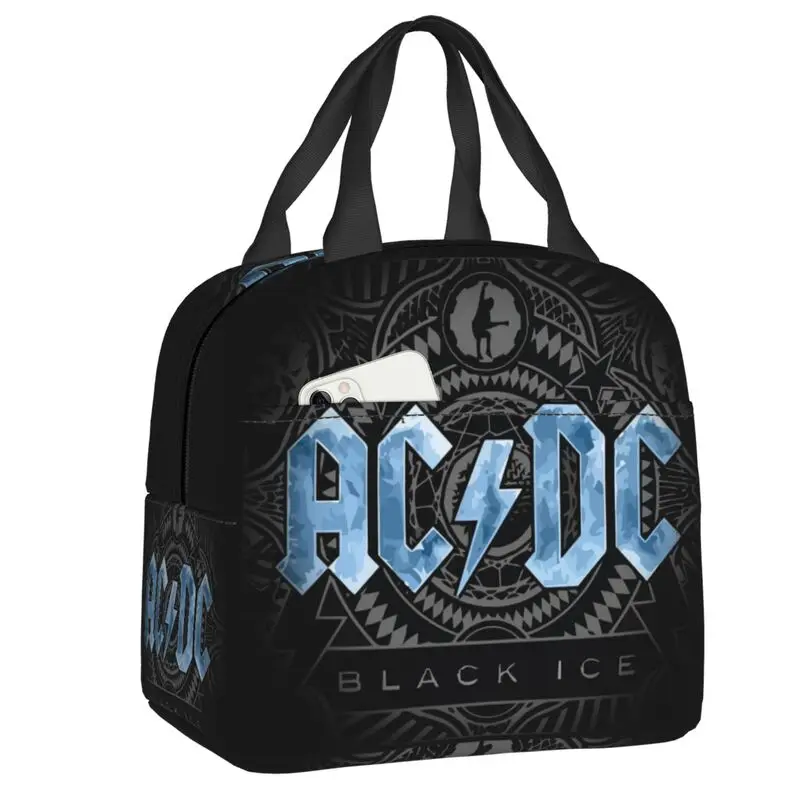 Изготовленная на заказ рок-музыка AC DC Сумка для ланча, женский кулер, термоизолированный контейнер для ланча для студентов, школьные рабочие сумки для пикника, сумки для еды