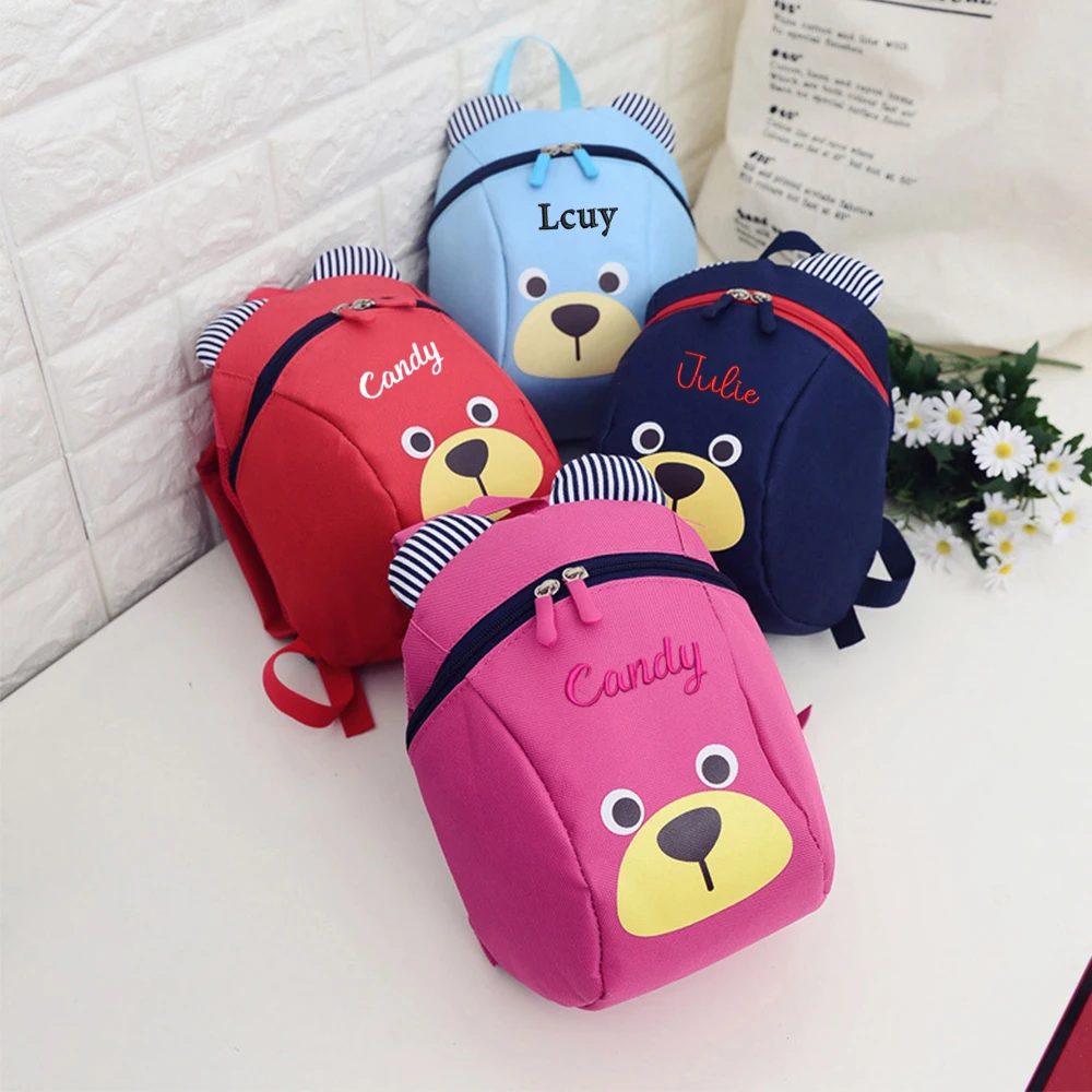 Изготовленный на Заказ Вышитый Детский Мультяшный Рюкзак Cute Baby Kindergarten Backpack Персонализированное Имя Мальчиков и Девочек Outdoor Bear Bag
