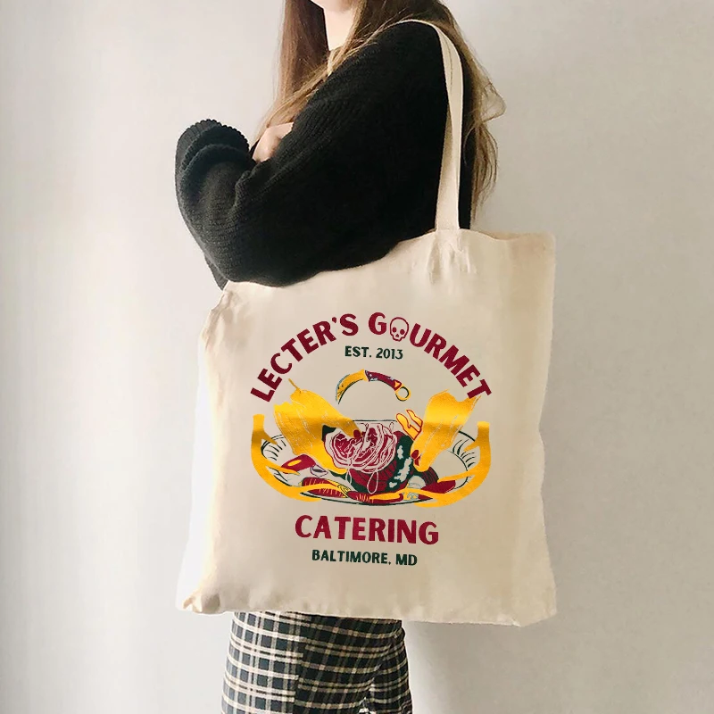 Изысканная кухня Лектера кухней узор сумка холст плеча сумки женщин многоразовые хозяйственные сумки модные складные сумки на плечо 