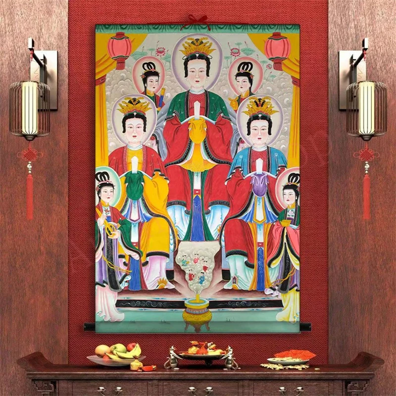 Императрица Сан Сяо, висячие картины, Даосские висячие картины, Изысканная живопись для украшения дома, благоприятный фэн-шуй