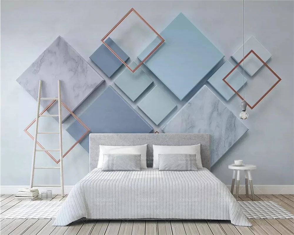 Индивидуальная фреска простая геометрическая квадратная мраморная 3D стереофоническая ТВ фоновая стена гостиная спальня 3D обои