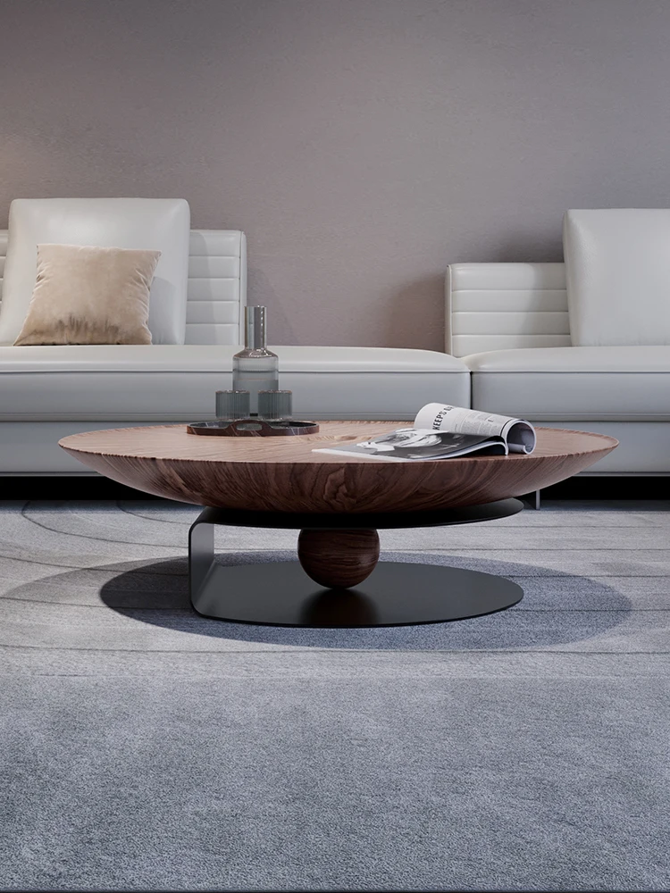 Итальянский журнальный столик в минималистском стиле, современный минималистский размер, дизайнерский круглый журнальный столик из орехового дерева