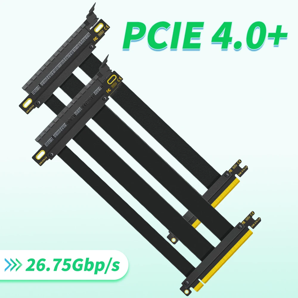 Кабель PCIe 4.0 Riser Cable, PCI-e 4.0 x16 Полноскоростной PCI Express 16x Гибкий удлинитель Riser, Совместимый с компьютерными видеокартами