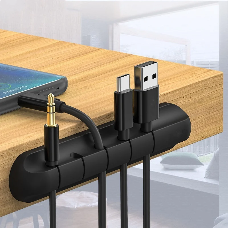 Кабельный зажим Силиконовый Настольный USB-кабель для зарядки и передачи данных, Кабельный зажим для хранения, держатель кабеля для хранения, Автомобильный самоклеящийся кабельный зажим
