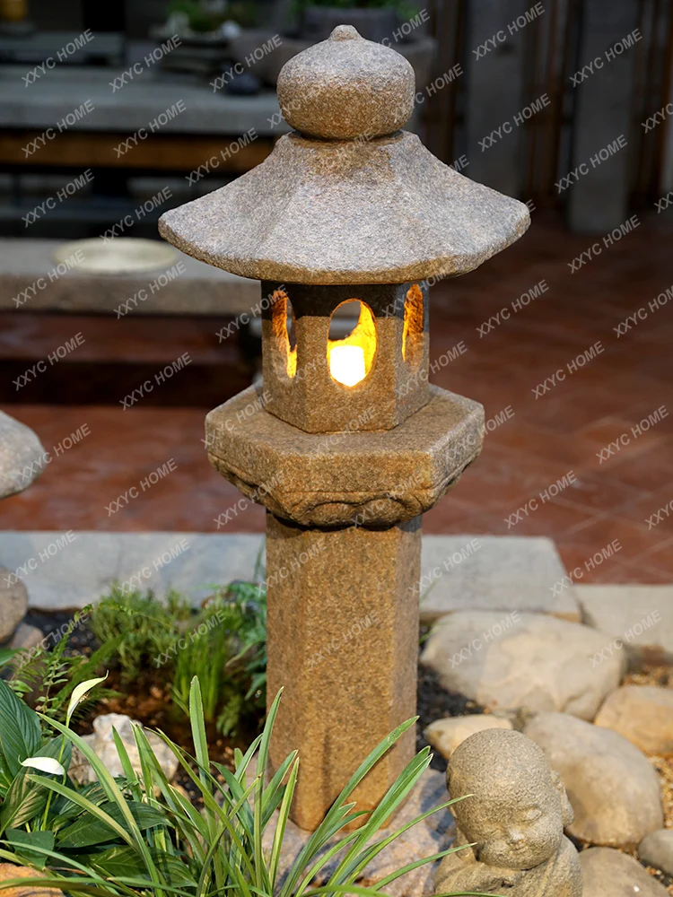 Каменный фонарь, антикварная уличная лампа для двора, планировка сада виллы, ландшафтная лампа, украшение газона, солнечная лампа