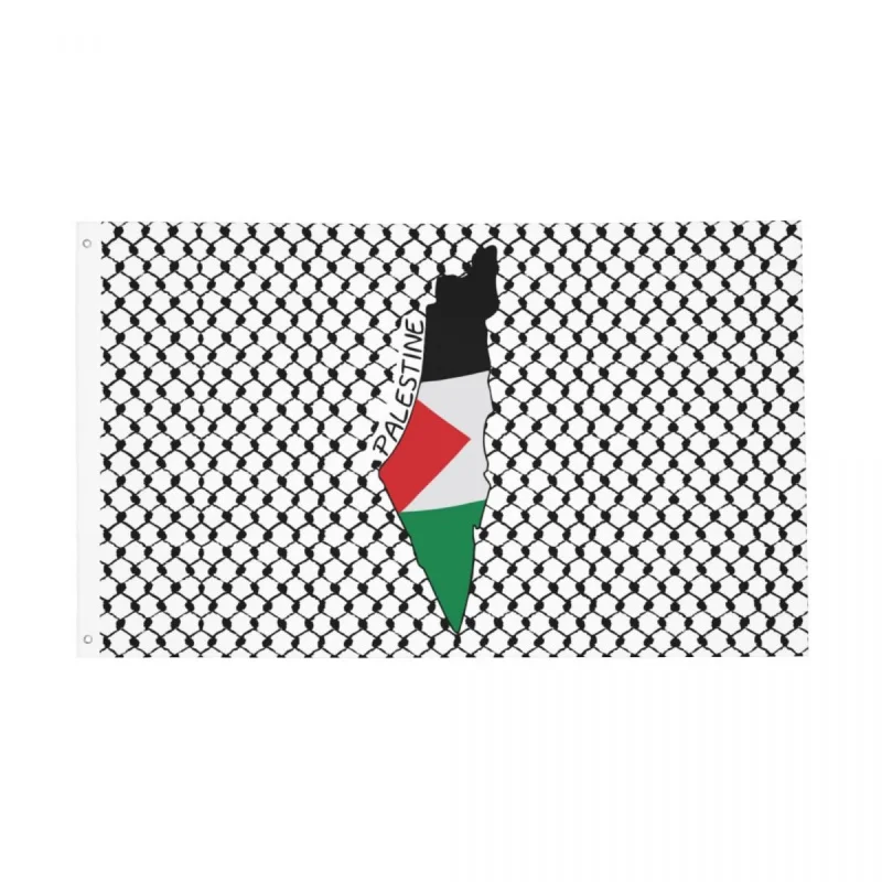 Карта Флага Палестины Палестинский Флаг Куфия Хатта Баннер с традиционным Рисунком Кефии Полиэфирное Подвесное украшение 90x150 см