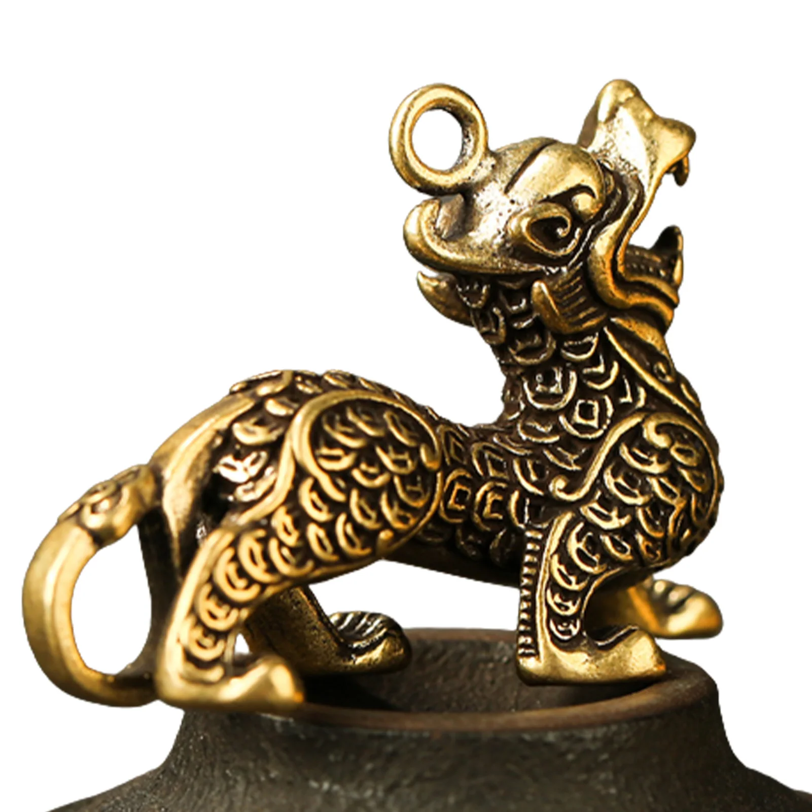 Китайский латунный дракон, антикварные подвески, настольное искусство, украшение для дома, подходит для офисного декора винного холодильника