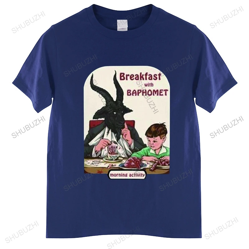 Классическая футболка Мужская Хлопчатобумажная футболка с коротким рукавом Satan Demon Goat Футболка Harajuku Свободная брендовая футболка shubuzhi
