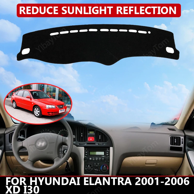 Коврик для приборной панели Hyundai Elantra 2001-2006 XD I30, бархатный чехол для приборной панели автомобиля, черный, блокирует пыль, снижает шум, автомобильные аксессуары