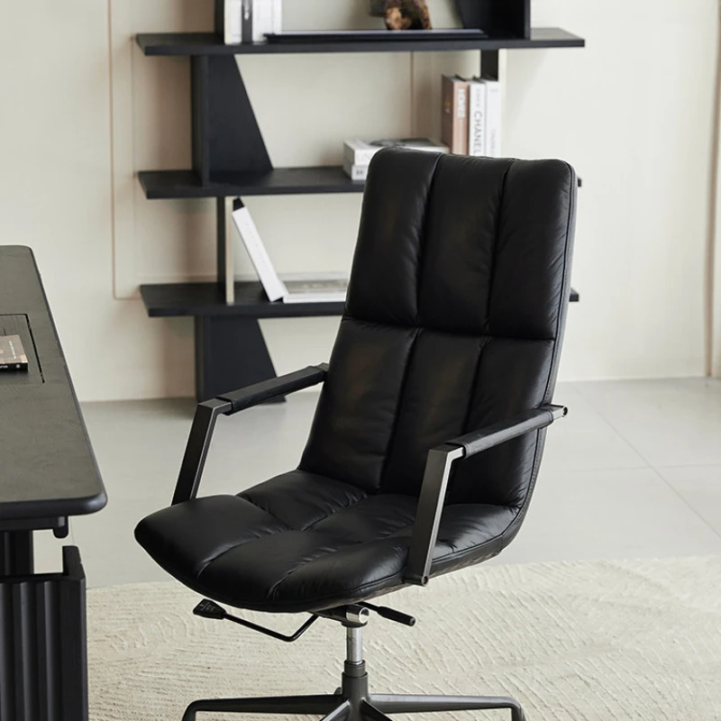 Кожаное офисное кресло для домашнего удобного сидения за письменным столом современное простое компьютерное кресло с высокой спинкой кресло босса