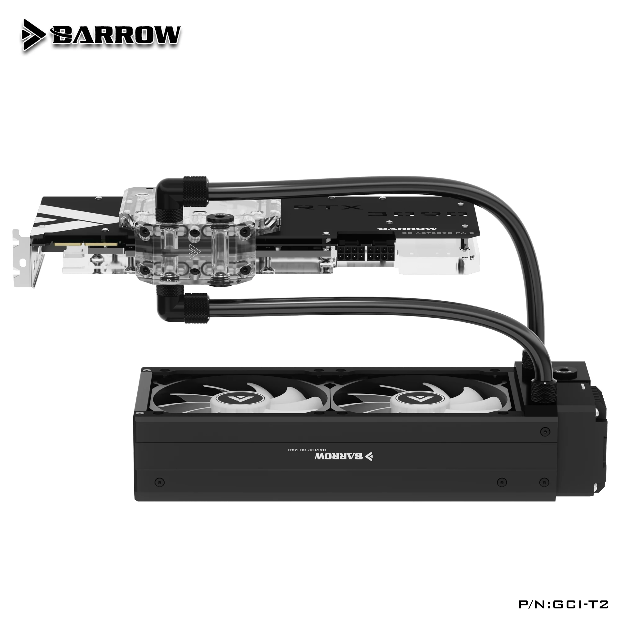 Комплект водяного охлаждения BARROW Активный насос задней панели встроенный радиатор + Блок CPU/3090 GPU + Фитинги для шлангов ID10mm + OD13mm GCI-T2 CPI-T