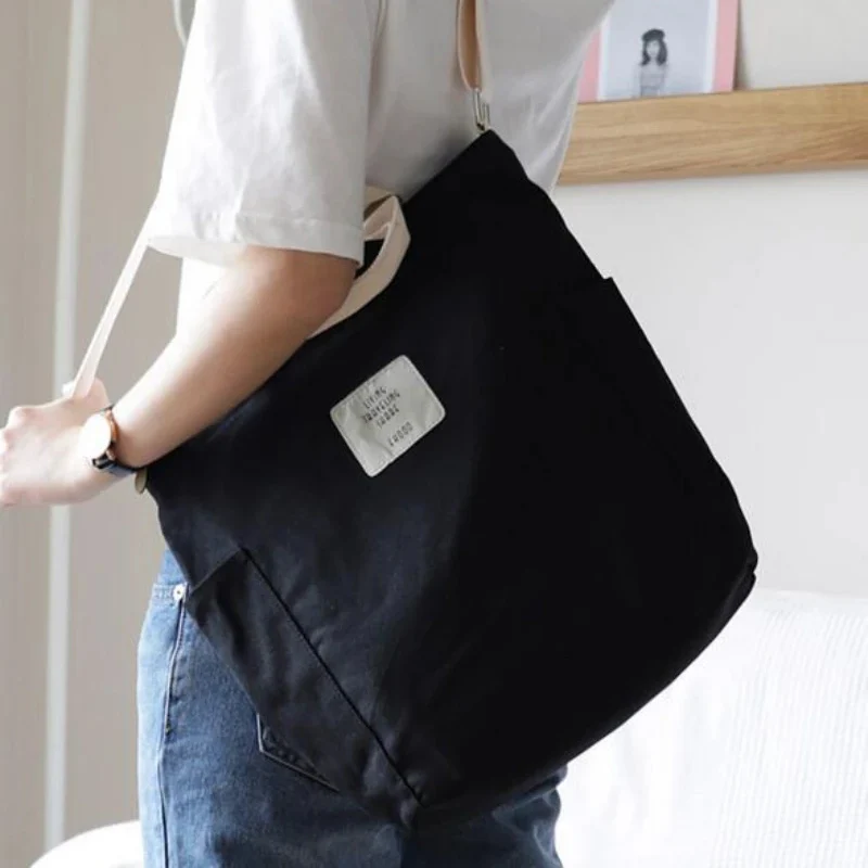 Корейская художественная холщовая сумка через плечо, модная повседневная холщовая женская сумка, женская сумка через плечо для покупок большой емкости и кошельки