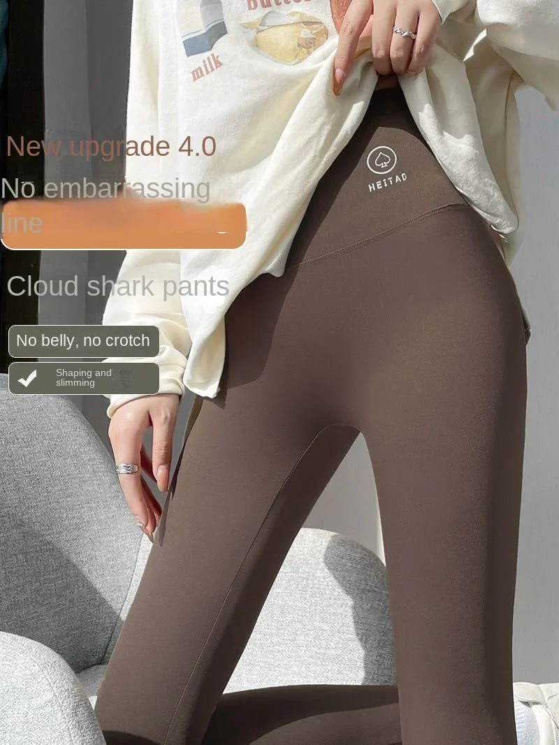 Корейские женские брюки Shark 2023: леггинсы с высокой талией, без стеснительных линий.