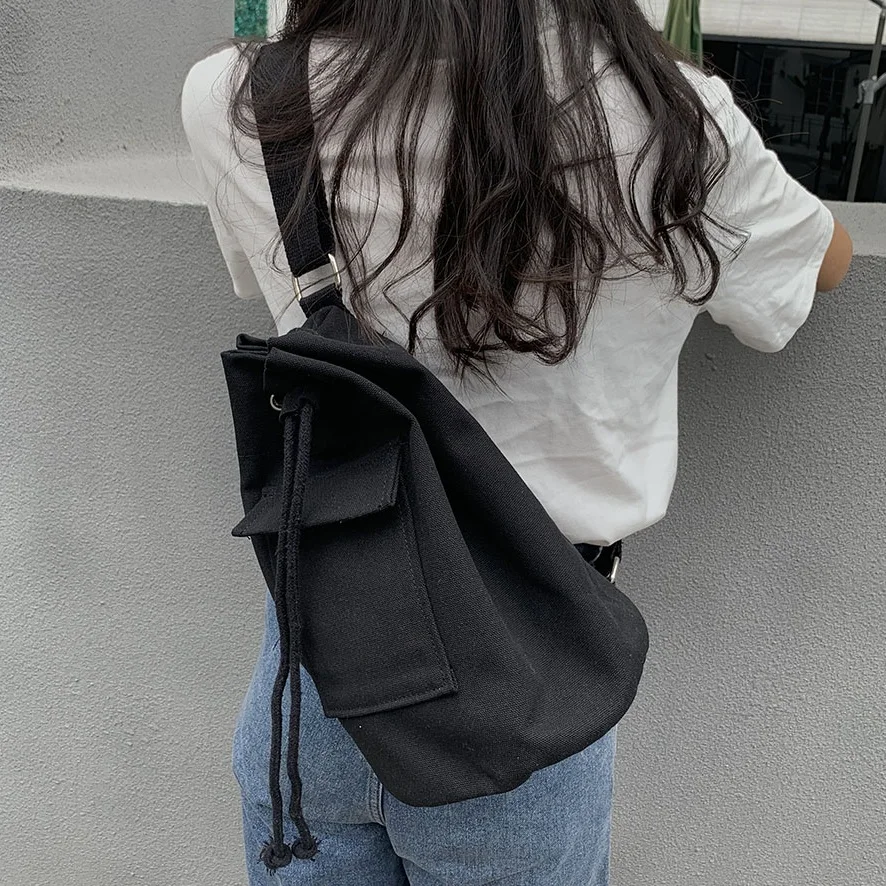 Корейский стиль, сумка-мешок на шнурке для женщин, Сумки через плечо, Повседневные холщовые женские сумки-мессенджеры, студенческая школьная сумка bolsa feminin