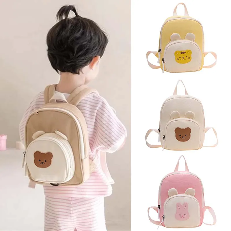 Корейский холщовый детский рюкзак Kawaii, детские сумки для девочек, школьный ранец для мальчиков из детского сада, Мультяшный Медведь, Кролик, сумка для малышей 2023