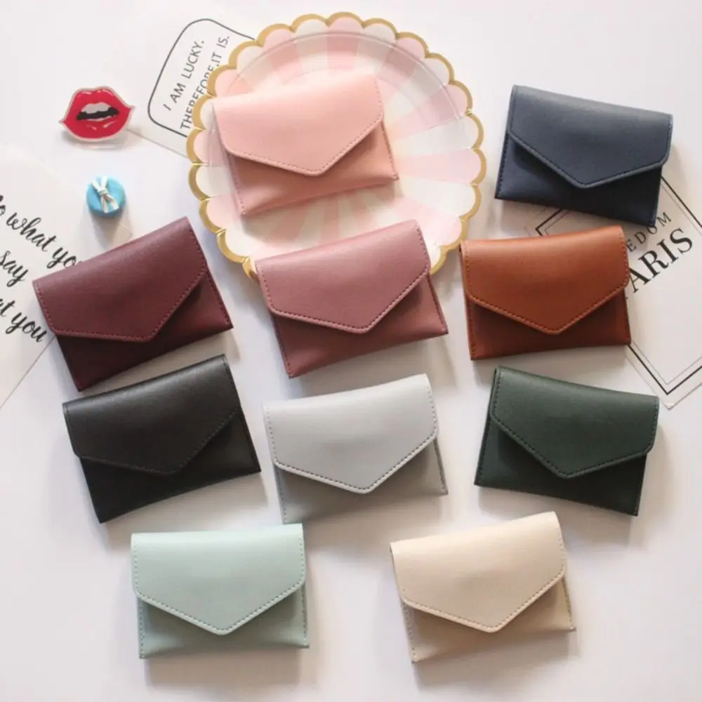 Кошельки-конверты из искусственной кожи, модный Корейский стиль, портативный Короткий клатч, Многофункциональный кошелек для монет, сумка для мелочи для женщин