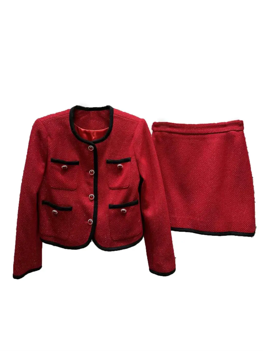 Красный жакет, костюм с полукруглой юбкой, модный Тонкий элегантный темперамент 2024, осень и зима, новинка 1125
