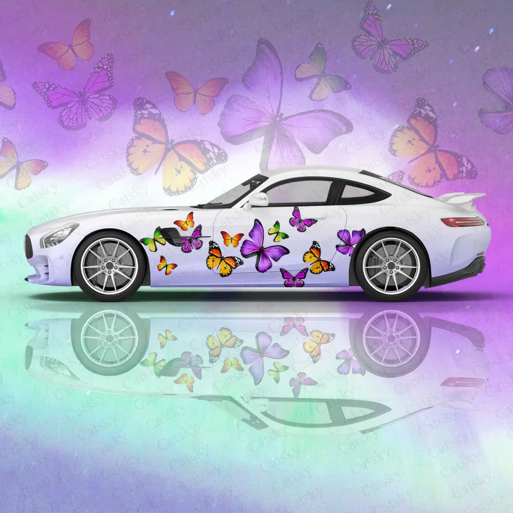 Красочные наклейки для защиты автомобиля с бабочками Наклейка на автомобиль Креативная наклейка Модификация внешнего вида кузова автомобиля Декоративные наклейки