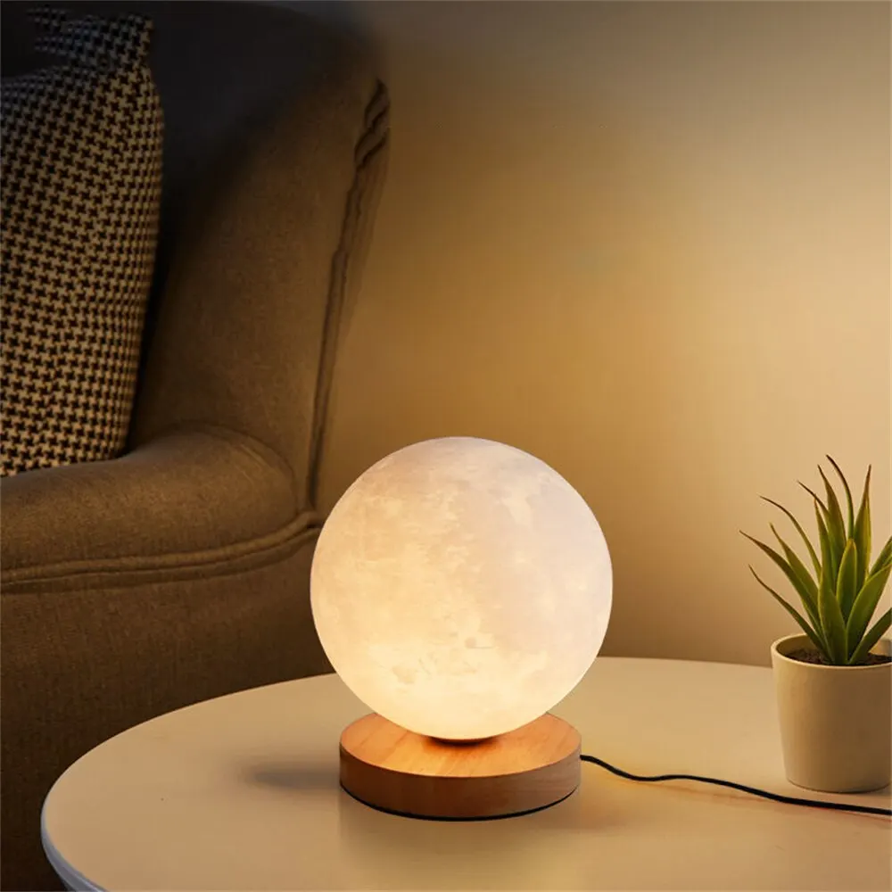 Креативный 3D Лунный ночник с управлением, 3 цвета, Проводная светодиодная настольная лампа, Лунный ночник для украшения спальни, подарки на День рождения