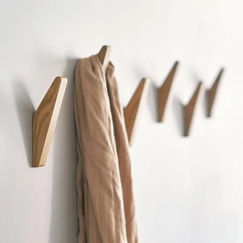 Креативный Крючок из Японского Дуба Настенное Пальто Деревянный Крючок Вешалка Для одежды, Халата, Шарфа, Полотенца