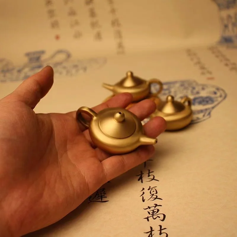 Креативный орнамент для чайника в китайском стиле, Мини-медный чайник, украшение для автомобиля, офиса, дома, Сувенир, подарок, Счастливый Металлический горшок, поделки