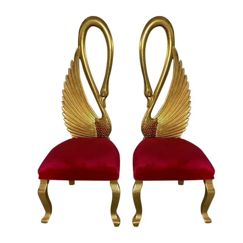 Кресло-лебедь, гостиничный клуб, золотой стул с резьбой в виде Феникса с высокой спинкой