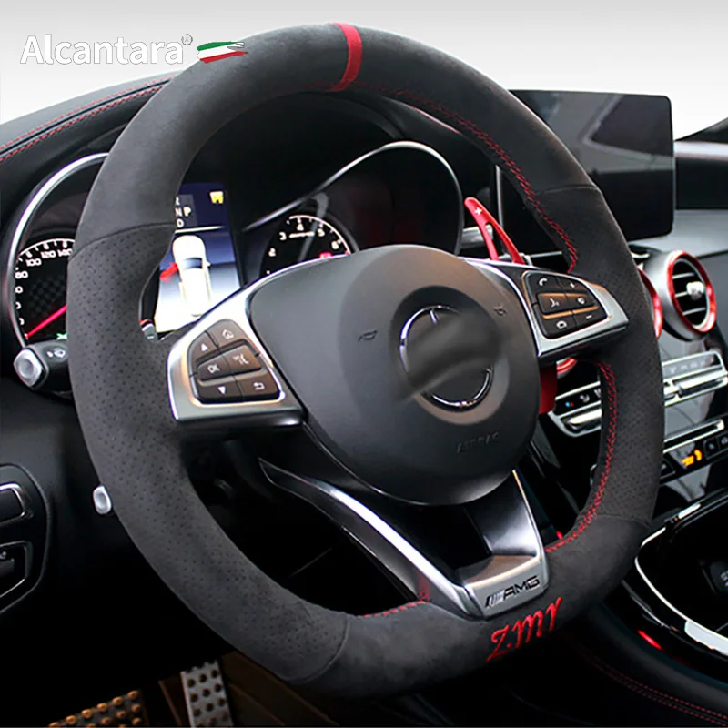 Крышка Рулевого Колеса с Оплеткой из Натуральной Алькантары для Mercedes Benz AMG GT C190 R190 A45 W176 C63 S W205 2014-2020