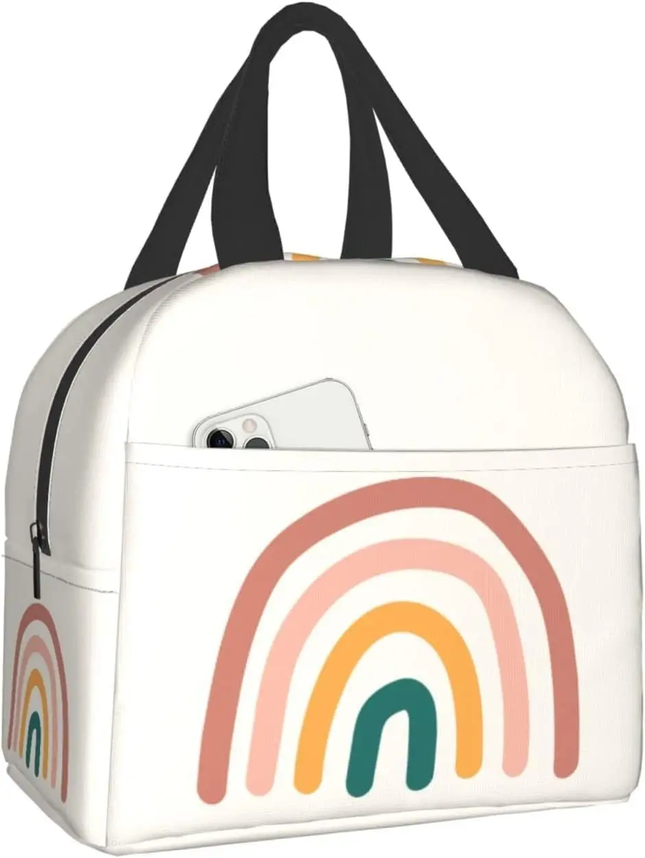 Ланч-бокс Boho Rainbow Многоразовая сумка для ланча, сумка-тоут, изолированный ланч-бокс для женщин, мужчин, подарков для мальчиков и девочек, школа
