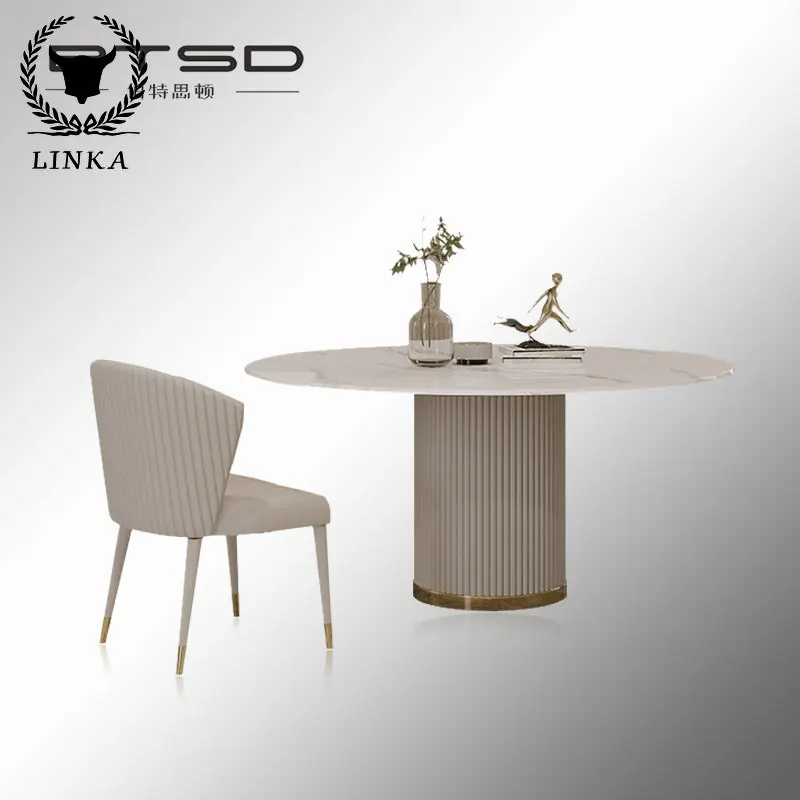 Легкий экстравагантный обеденный стол из каменной плиты круглый стол бытовой небольшой современный простой дизайнерский круглый стол с поворотным столом combinat