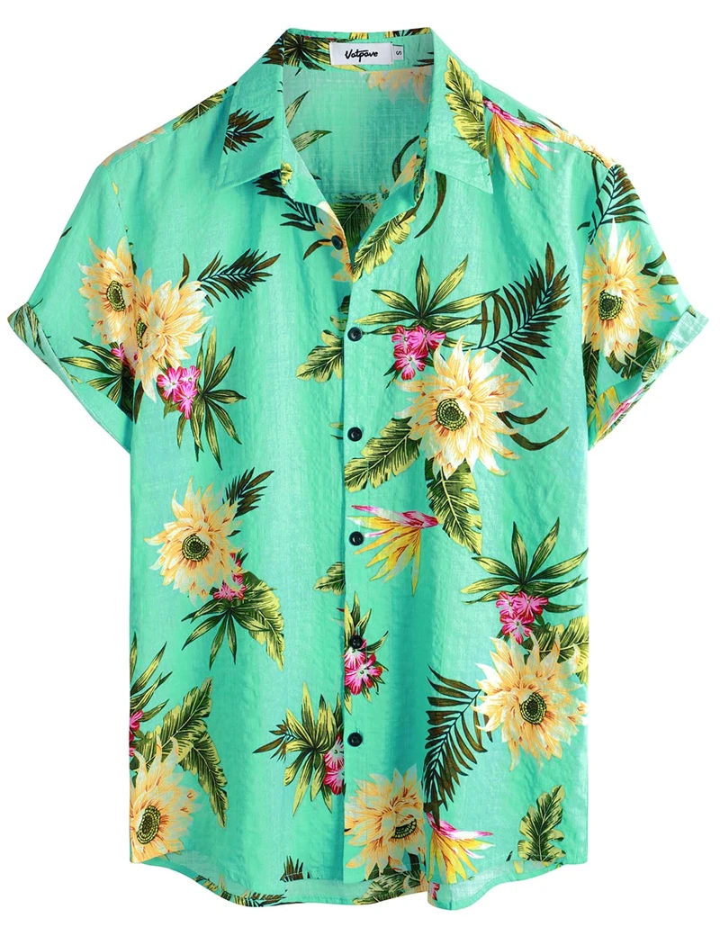 Летние рубашки с принтом кокосовой пальмы, мужские гавайские винтажные рубашки на пуговицах, модная рубашка для пляжного отдыха, большие размеры рубашек с коротким рукавом